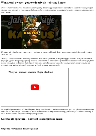 Owoce i warzywa - gotowe do spożycia - obrane i myte