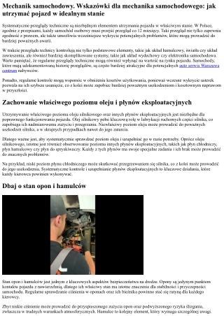 Auto mechanik. Porady dla mechanika samochodowego: jak utrzymać pojazd w idealny