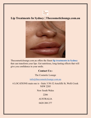Lip Treatments In Sydney  Thecosmeticlounge.com.au