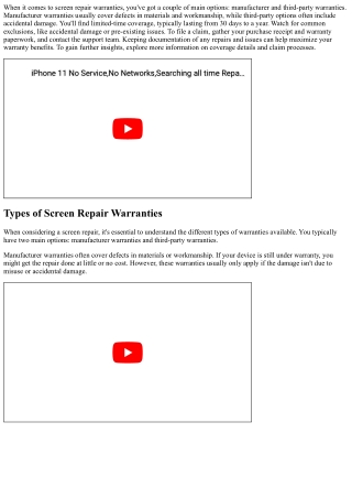 Screen Repair Warranty Info