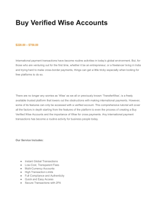 Buy Verified Wise Accounts
