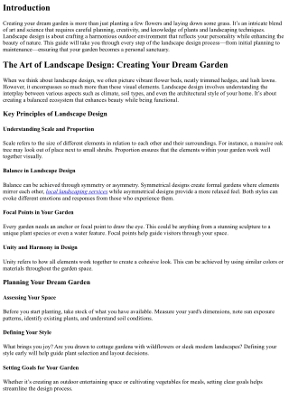 The Art of Landscape Design: Creating Your Dream Garden
