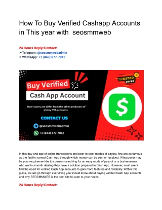 How To Buy Verified Cashapp Accounts in This year with  seosmmweb