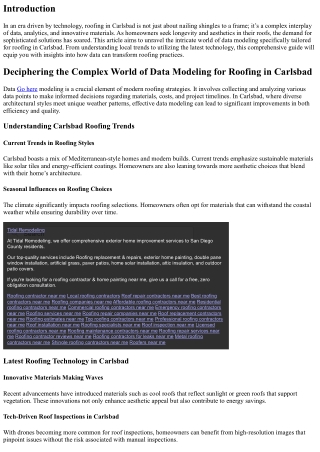 Deciphering the Complex World of Data Modeling for Roofing in Carlsbad