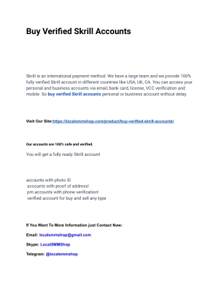 Which is the Best Place to Buy Verified Skrill Accounts?