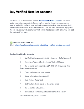Which is the Best Place to Buy Verified Neteller Accounts?