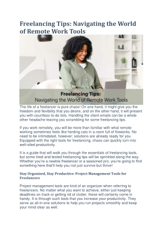 Freelancing Tips Navigating the World of Remote Work Tools