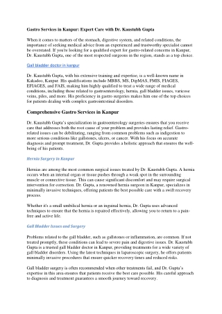 Best Surgeon in Kanpur | Hernia Surgeon | Gastro | Gall Bladder Doctor | Varicos