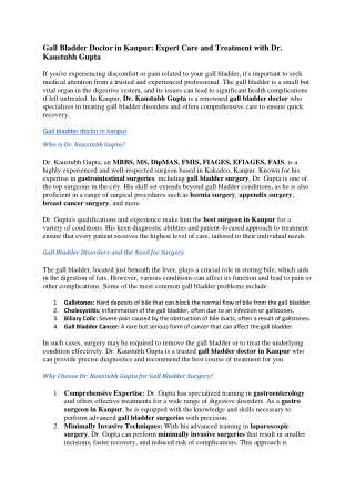 Best Surgeon in Kanpur | Hernia Surgeon | Gastro | Gall Bladder Doctor | Varicos