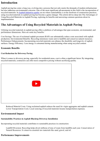 “The Advantages of Using Recycled Materials in Asphalt Paving”