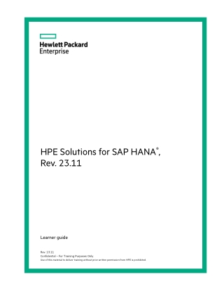 HPE Solutions with SAP HANA