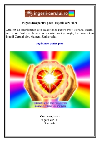 rugăciunea pentru pace  Ingerii-cerului.ro