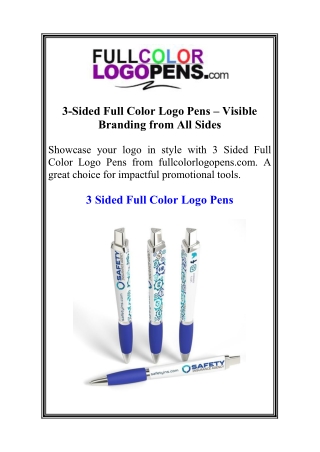 3-Sided Full Color Logo Pens – Visible Branding from All Sides