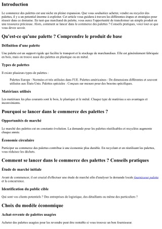 Comment se lancer dans le commerce des palettes ? Conseils pratiques