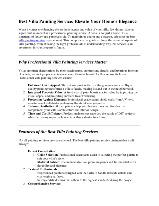 Best Villa Painting Service: Elevate Your Home’s Elegance