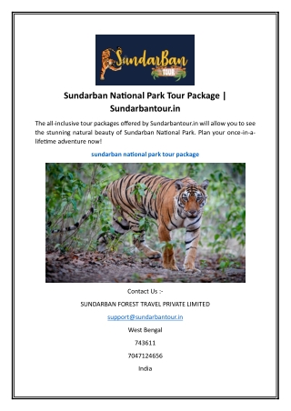 Sundarban National Park Tour Package | Sundarbantour.in
