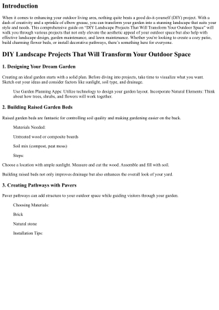 “DIY Landscape Projects That Will Transform Your Outdoor Space”