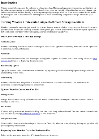 “Turning wooden crates into Unique Bathroom Storage Solutions”