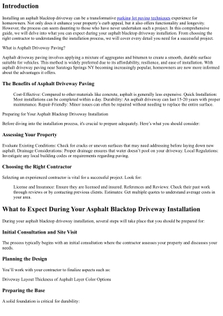 What to Expect During Your Asphalt Blacktop Driveway Installation