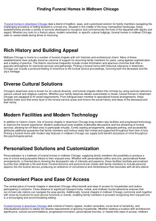 Discovering Funeral Residences in Downtown Chicago