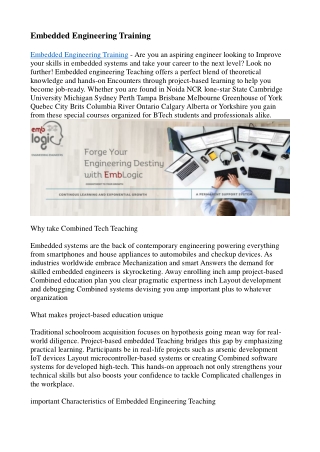 Embedded Engineering Training