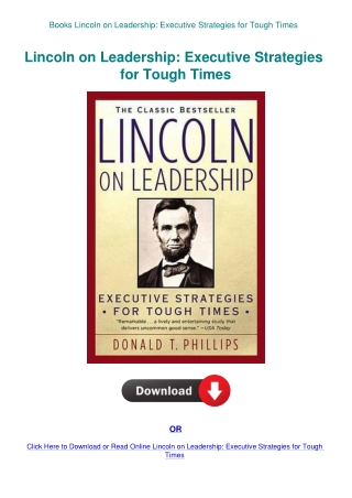 Books Lincoln on Leadership Executive Strategies for Tough Times