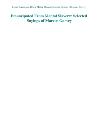 Books Emancipated From Mental Slavery Selected Sayings of Marcus Garvey