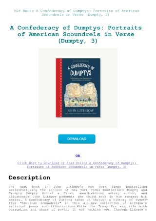 PDF Books A Confederacy of Dumptys Portraits of American Scoundrels in Verse (Dumpty  3)