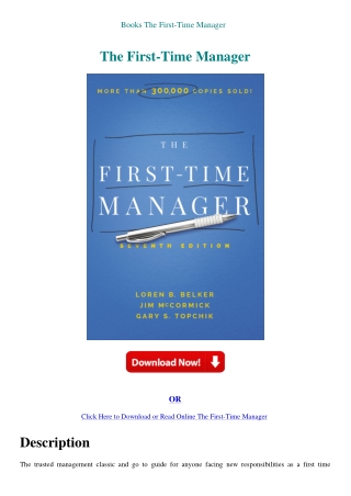 Books The First-Time Manager