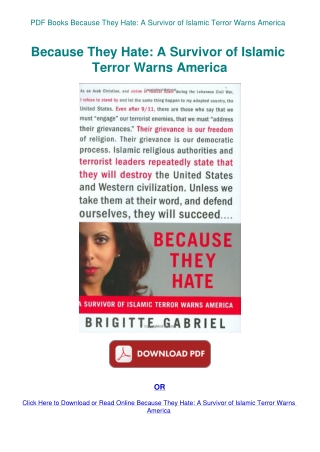 PDF Books Because They Hate A Survivor of Islamic Terror Warns America