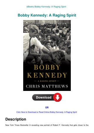 eBooks Bobby Kennedy A Raging Spirit