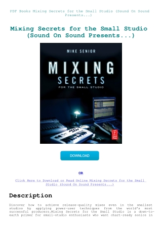 PDF Books Mixing Secrets for the Small Studio (Sound On Sound Presents...)