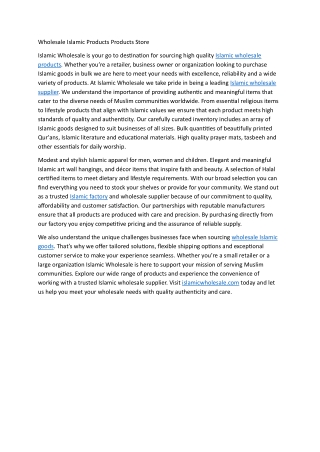 Wholesale Islamic Products Products Store