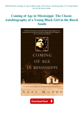 READ Books Coming of Age in Mississippi The Classic Autobiography of a Young Black Girl in the Rural
