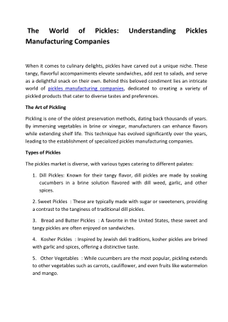 The World of Pickles