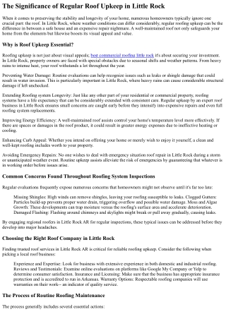 The Importance of Routine Roof Upkeep in Little Rock