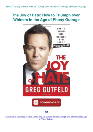 Books The Joy of Hate How to Triumph over Whiners in the Age of Phony Outrage