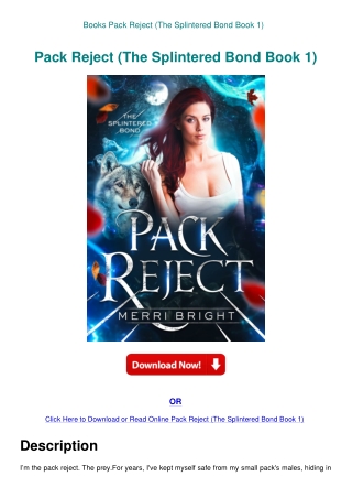Books Pack Reject (The Splintered Bond Book 1)