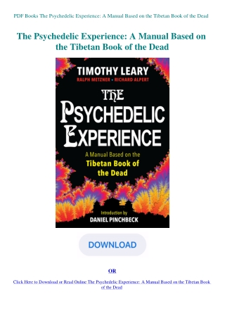 PDF Books The Psychedelic Experience A Manual Based on the Tibetan Book of the Dead