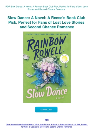 PDF Slow Dance A Novel A Reese's Book Club Pick  Perfect for Fans of Lost Love Stories and Second Ch