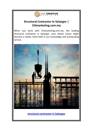 Structural Contractor In Selangor  Chlmarketing.com.my