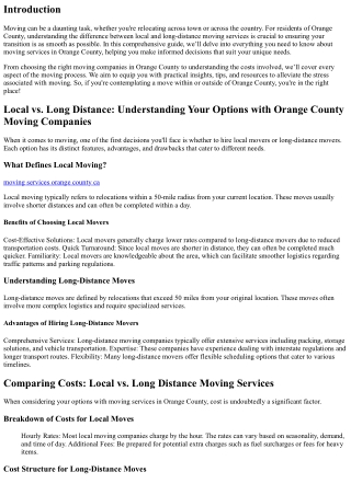 Local vs. Long Distance: Understanding Your Options with Orange County Moving Co