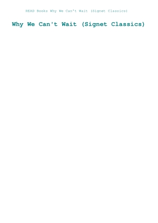 READ Books Why We Can't Wait (Signet Classics)