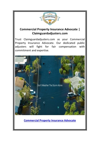 Commercial Property Insurance Advocate  Claimguardadjusters.com