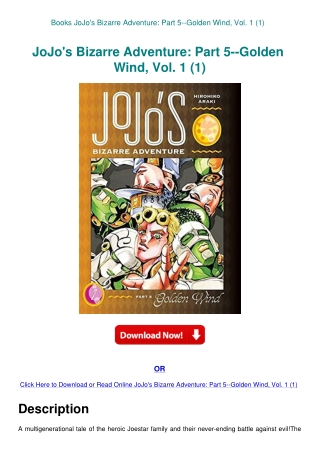 Books JoJo's Bizarre Adventure Part 5--Golden Wind  Vol. 1 (1)