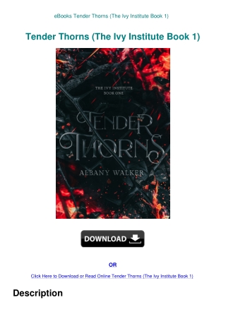 eBooks Tender Thorns (The Ivy Institute Book 1)