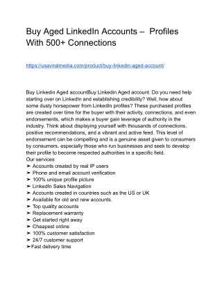Buy Aged LinkedIn Accounts –  Profiles With 500  Connections