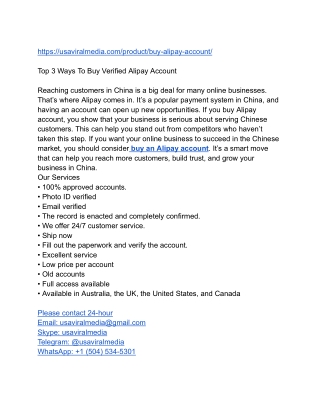 Top 3 Ways To Buy Verified Alipay Account