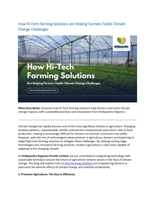 Tackling Climate Change with Hi-Tech Farming Solutions