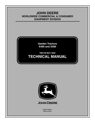 JOHN DEERE X495 X595 LAWN & GARDEN TRACTOR Service Repair Manual Instant Download